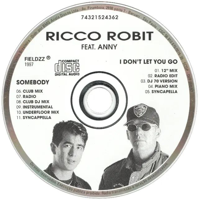 CD Ricco Robit Feat. Anny - I Don't Let You Go & Somebody (Single - Fieldzz - 1997) Usado - Foto 3