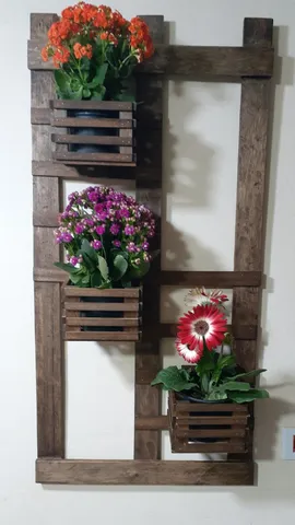 Painel Floreira Jardim Vertical 110 X 54 cm 3 Cachepôs