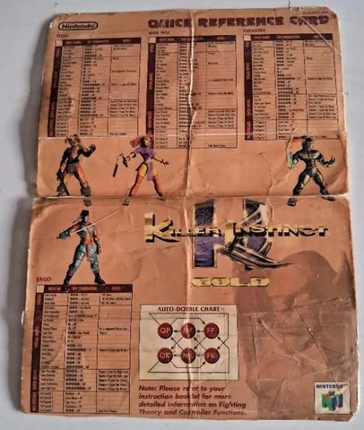 Quick Reference Card e Caixa (Adaptada em capa de fita VHS) - Killer Instict N64 - Foto 6