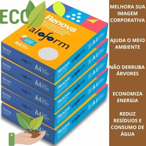 PAPEL SULFITE A4 ECOLÓGICO RESMA C/500 - ALOFORM - LINHA RENOVA