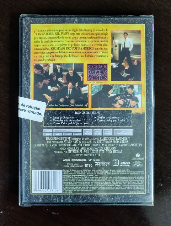 DVD Sociedade dos Poetas Mortos lacrado - Foto 3