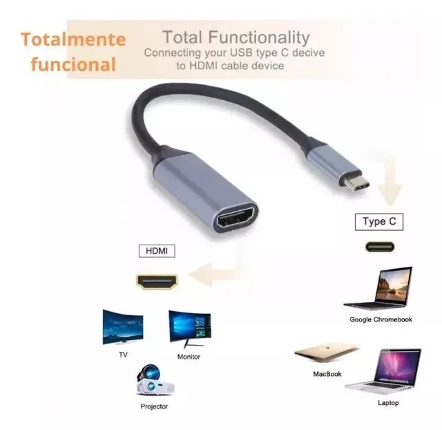 Cabo Conversor Adaptador Usb Tipo C Para Hdmi 4k - Foto 4