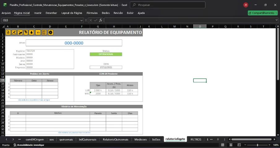 Planilha Profissional De Controle De Manutenção (Pesada e Leve) - Foto 5