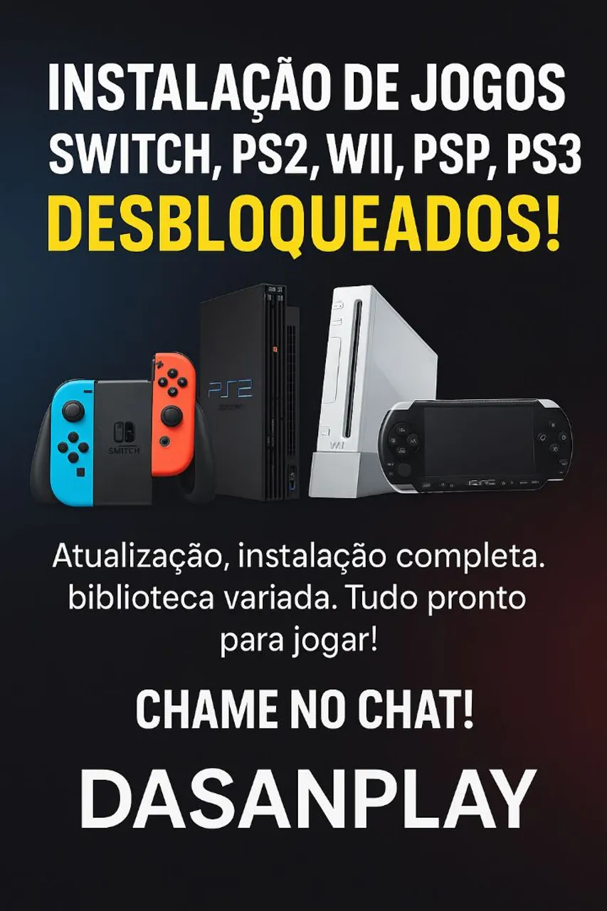Serviço Técnico - Organização de Jogos para Consoles (Switch, PS3, PS2, Wii, PSP)