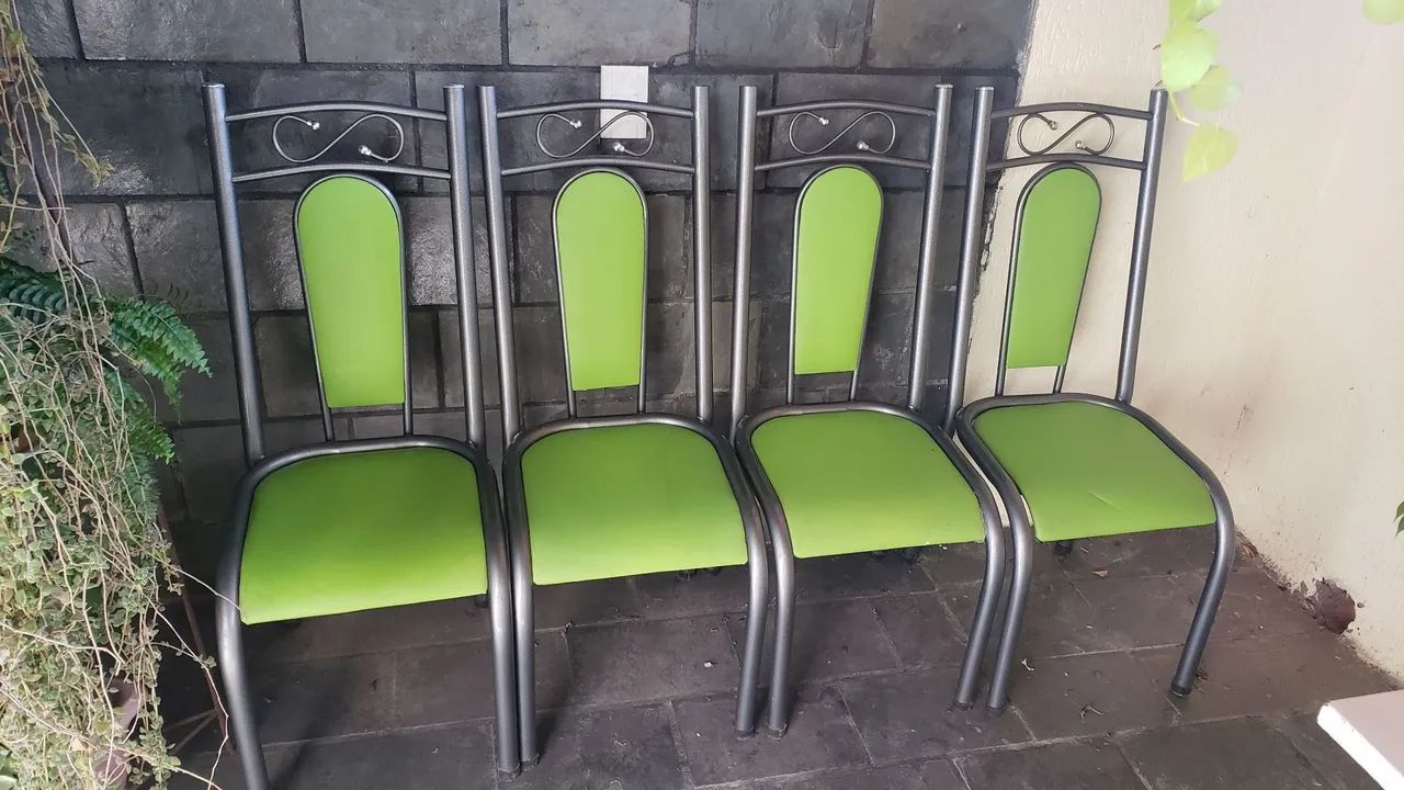Cadeiras de Jantar com Assento Verde