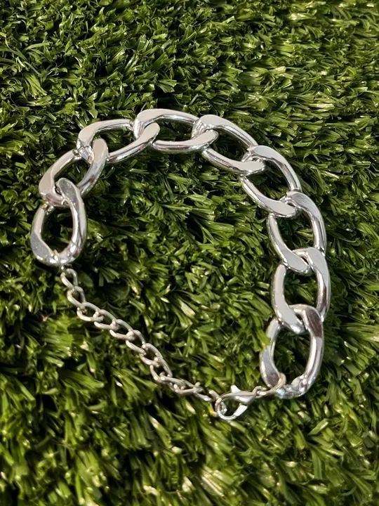 Pulseira Corrente Unissex Prateada Bijuteria