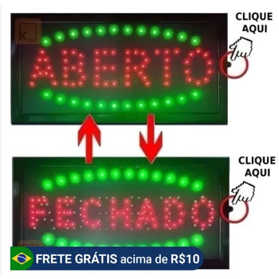 Placa Led Aberta Fechada para Comércio