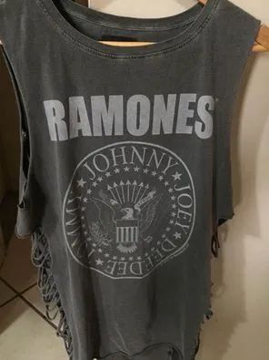 Rrgata Ramones Alongada Cinza Estonada 100% algodão Tam.P