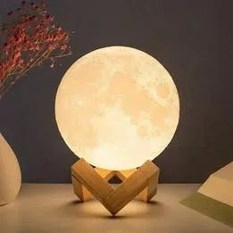 Lua led luminaria amarelo a bateria 8cm de diâmetro com suporte novo - Foto 5