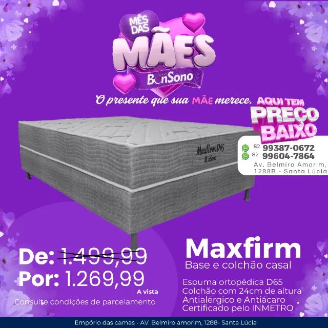 Cama ortopédica Bonsono D65 casal Base e colchão promoção estoque limitado 