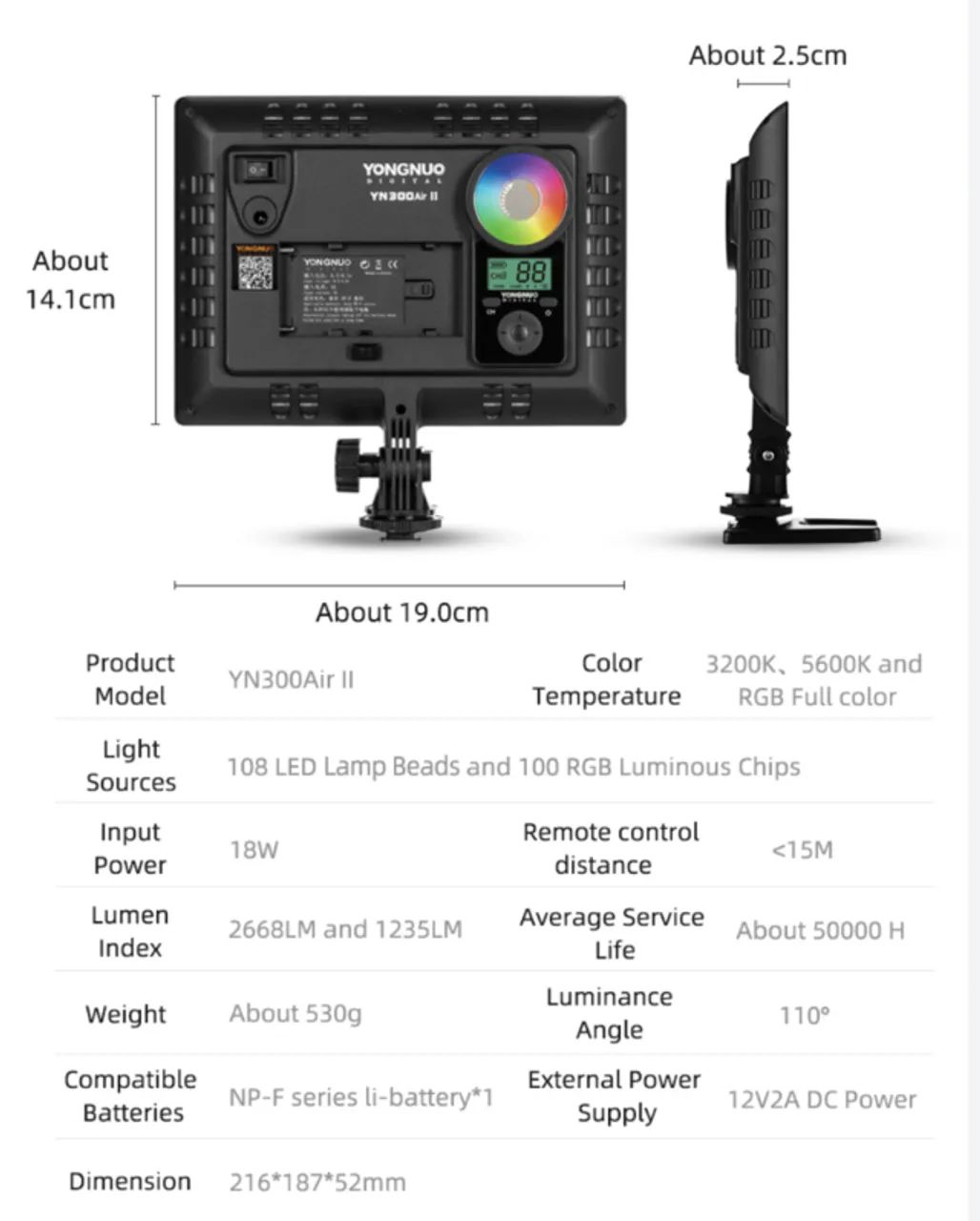 Iluminador Led RGB Yn300 Air II RGB Yongnuo - Foto 3