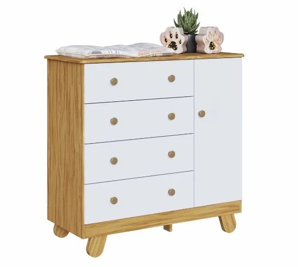 Comoda Pingo 1 Porta Lisa, 100% MDF - Peroba - Foto 3