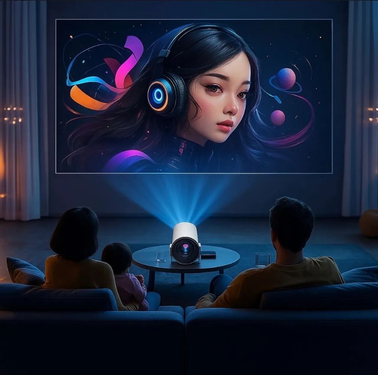 Projetor Smart Portátil Full Hd 4k Bluetooth WifiAndroid 11.0 5g TV Cinema Hy300 Vlx - Foto 5