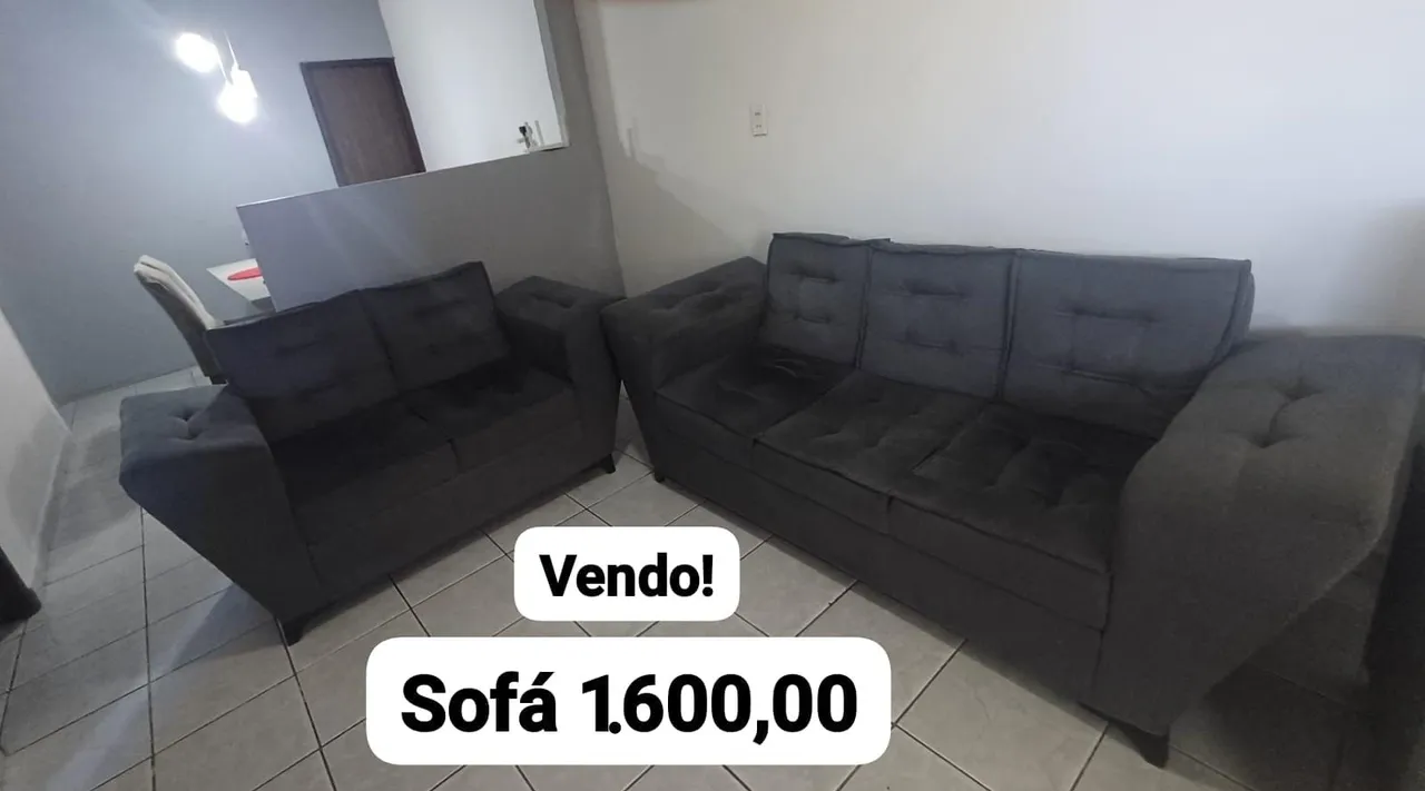 Conjunto Sofá 2 e 3 Lugares Cinza