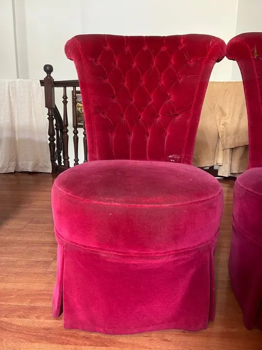 Par de Cadeiras em Veludo Vermelho - Foto 5