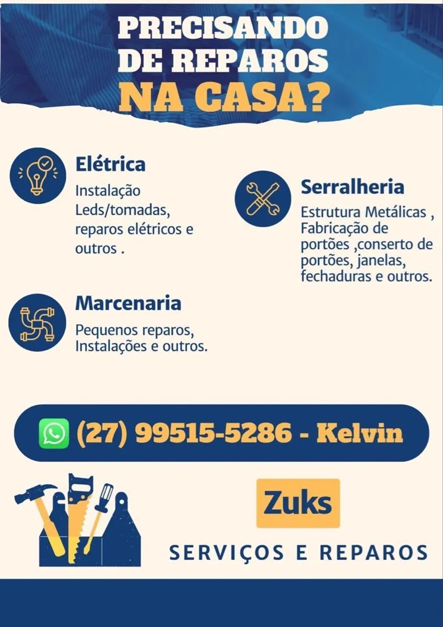 Marcenaria . Serralheiro . Eletricista 