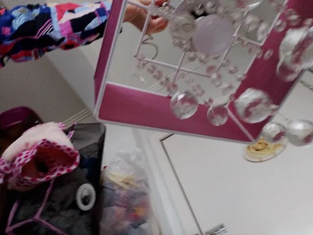 Lustre rosa com cristais - Foto 3