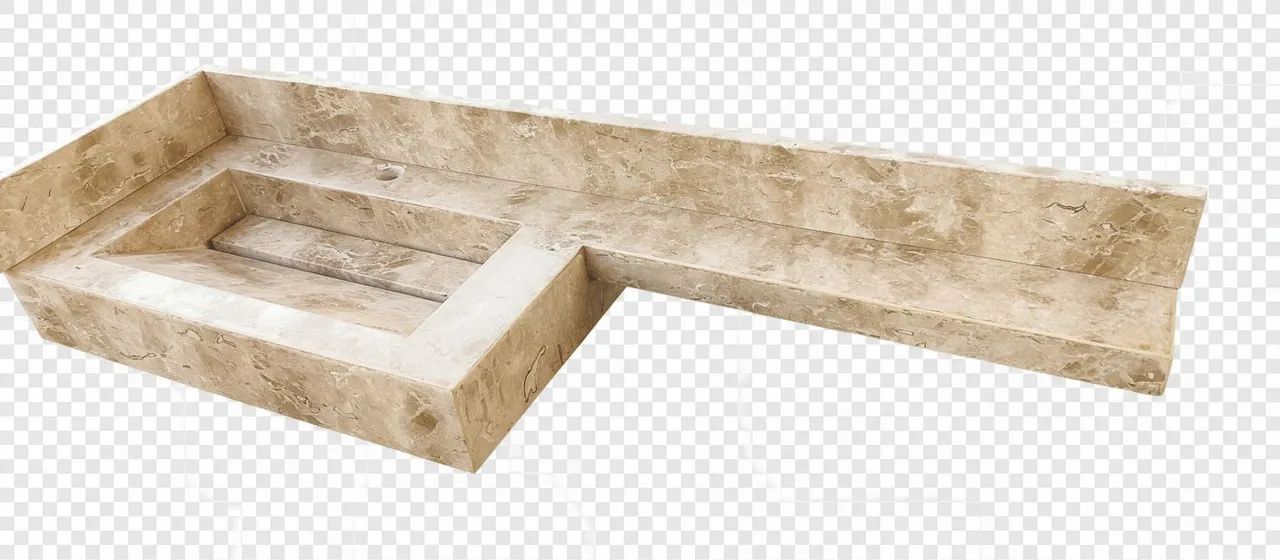 Pia de Banheiro / Lavatório em Marmore Bege Bahia