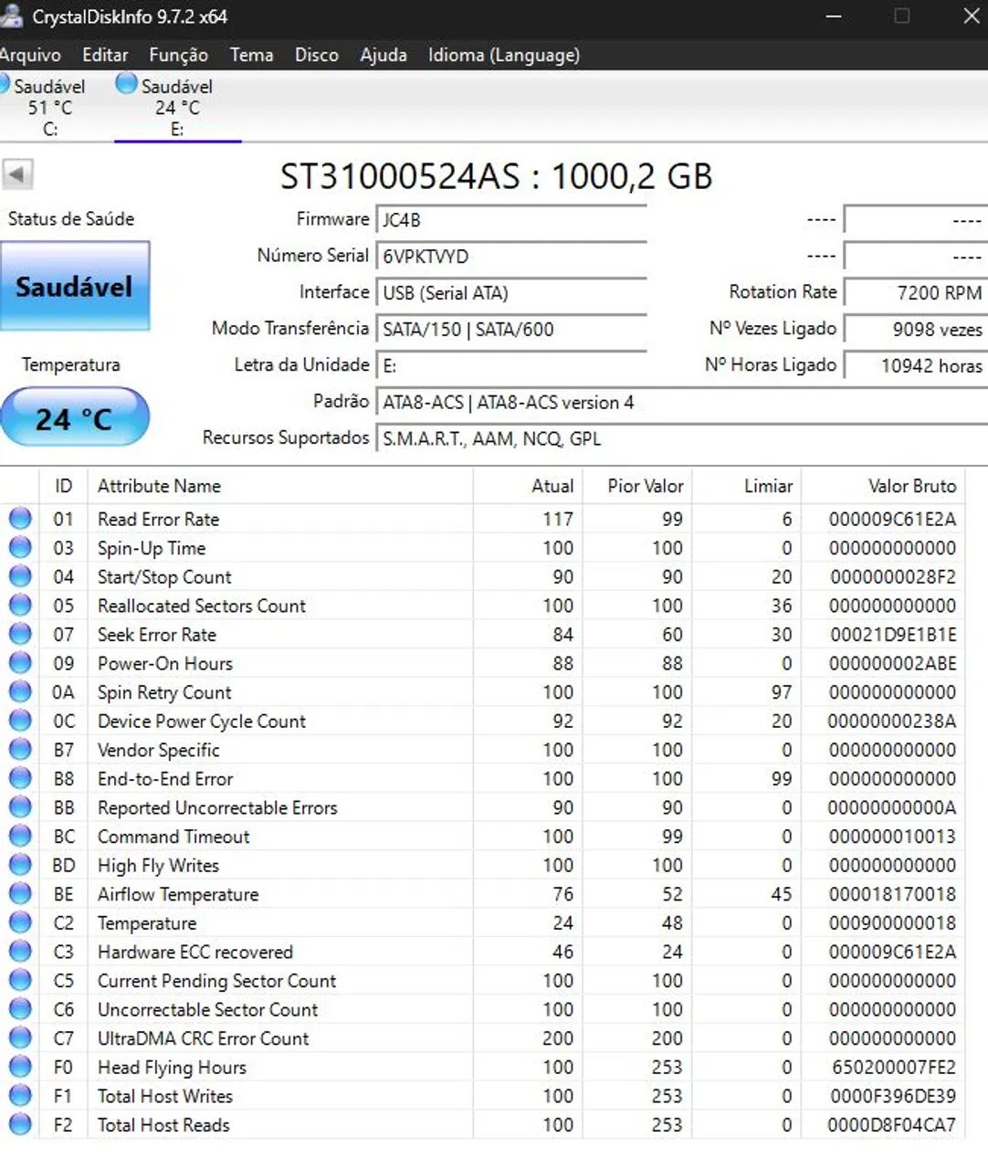 HD Seagate Barracuda 1TB Sata 3 7200 Saudável  - Foto 4