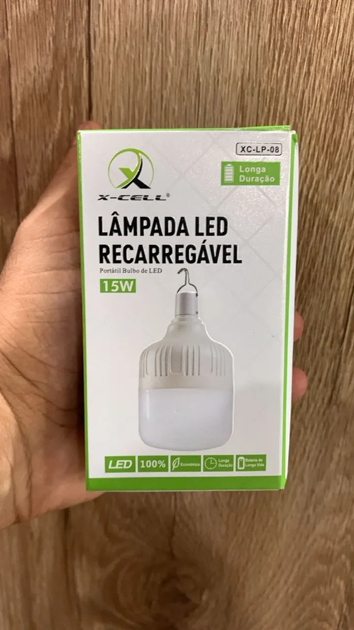 Lâmpada Led Recarregável 15W Longa Duração XC-LP-08