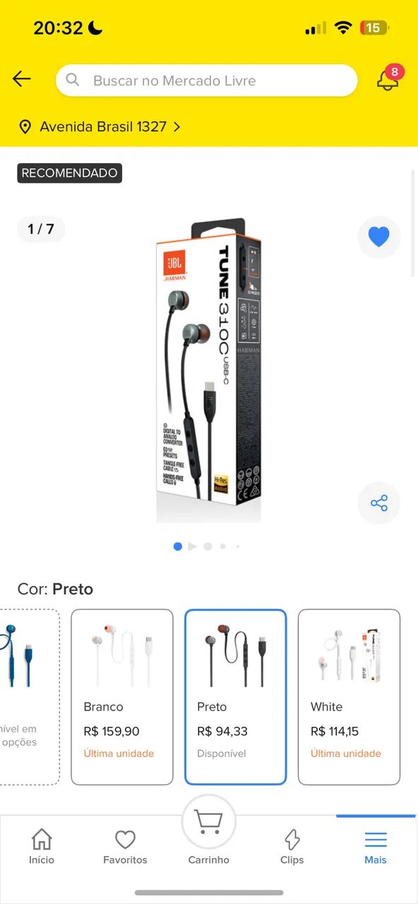 Fone JBL TUNE 310c USB-C