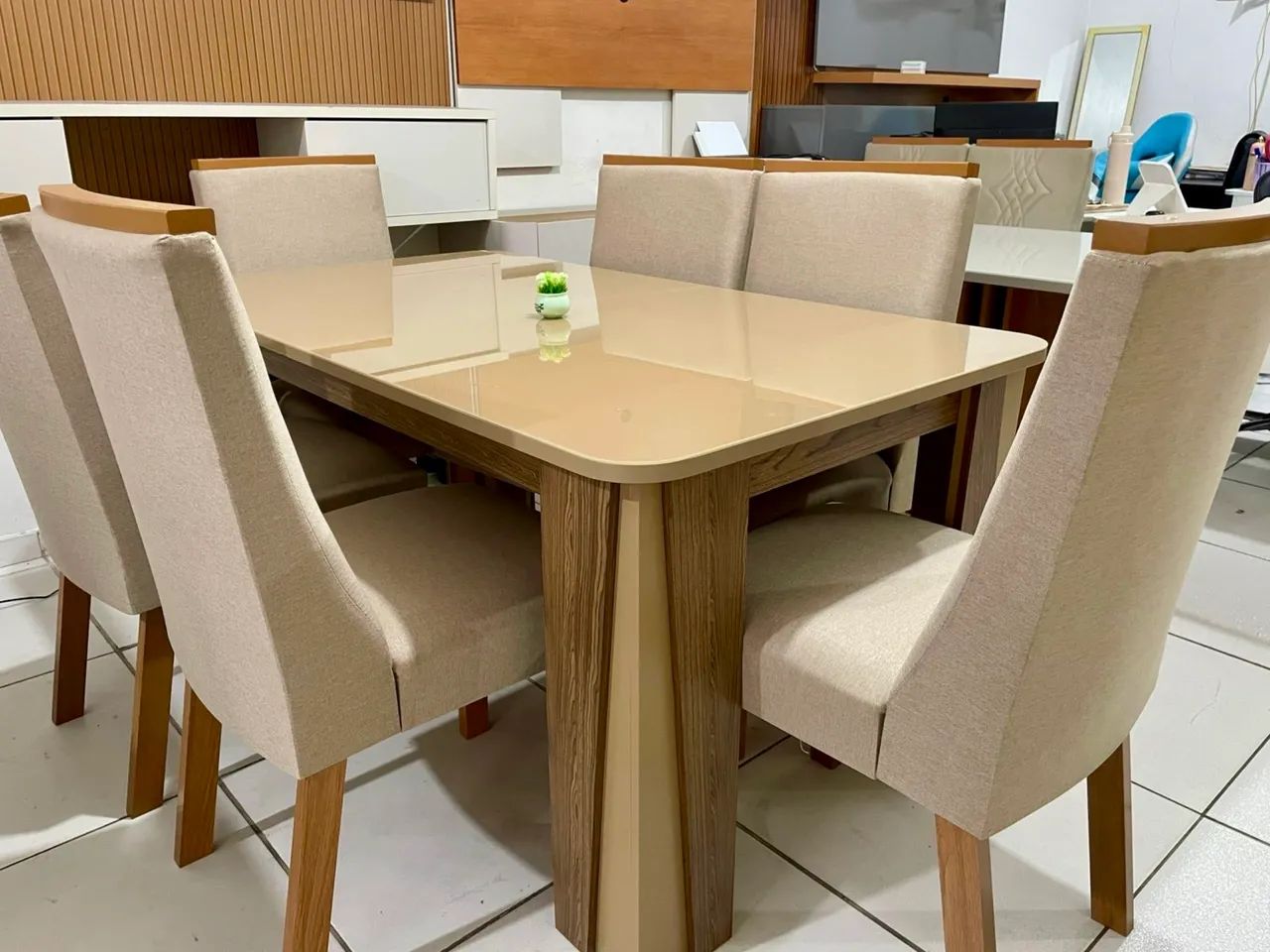 Mesa 6 lugares de vidro 