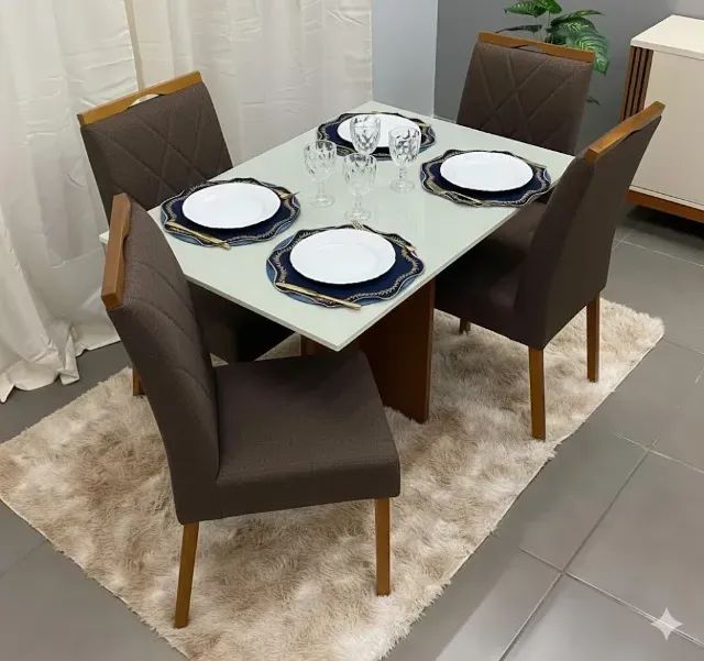 Mesa de Jantar Los Angeles com 4 Cadeiras Bali Marrom