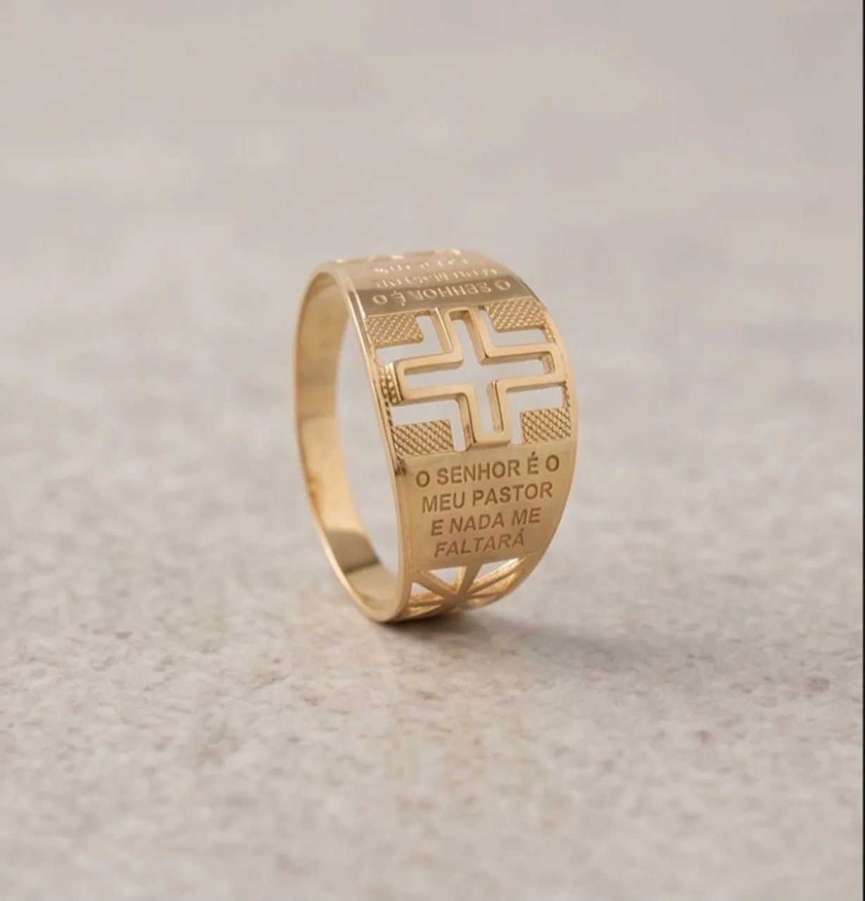 Anel ouro 18k salmo 23 - Foto 4
