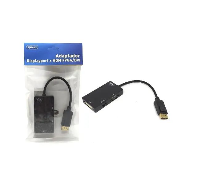 Cabo Adaptador Displayport Para Vga/Hdmi/Dvi 3 em 1 Knup