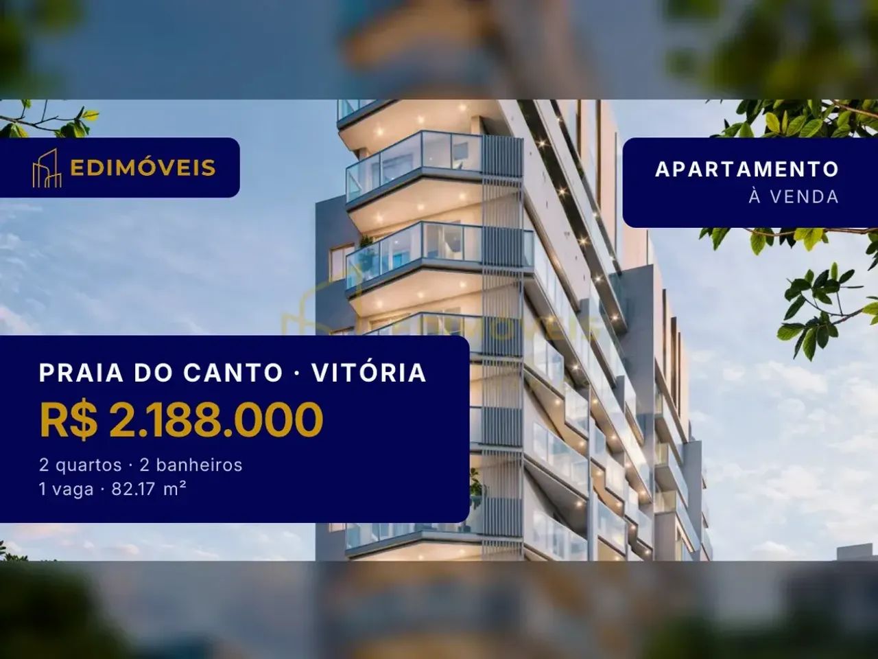 Praia do Canto| Apartamento 2 quartos com suíte e varanda coberta