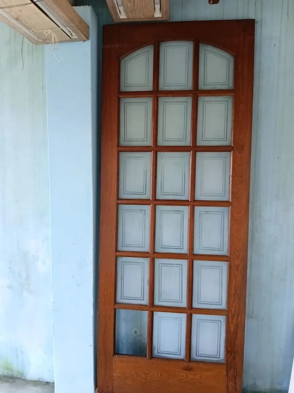 Porta de Angelim com vidro jateado