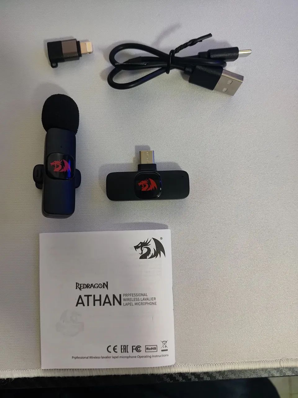 Microfone Lapela Sem Fio Redragon Athan GM93 USB-C 2.4GHz com ANC para Android e iPhone - Foto 4