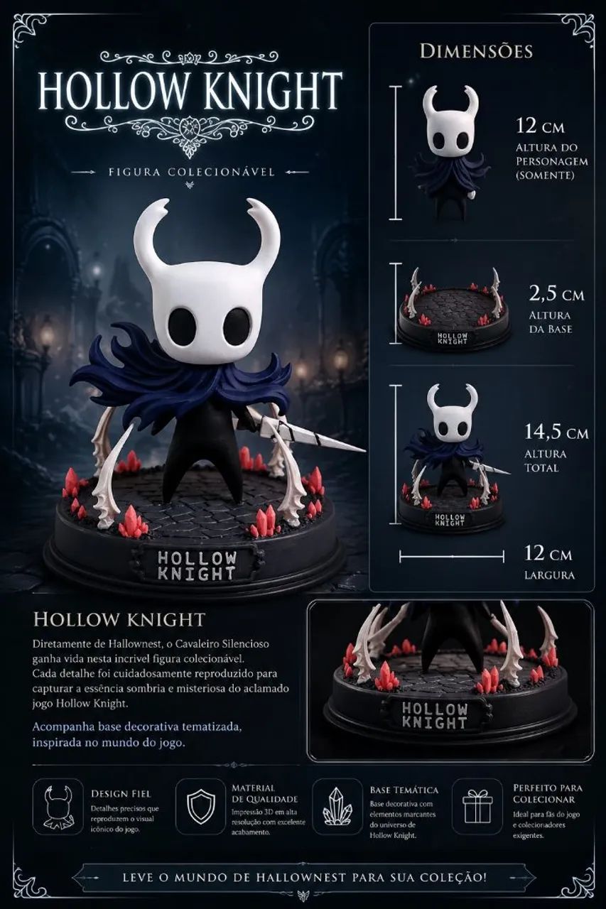 Boneco Hollow Knight 14.5 cm - Foto 5