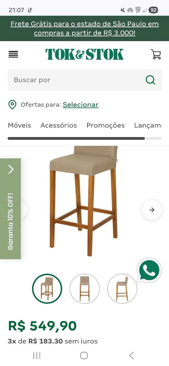 06 - Banquetas de couro e madeira da TOK e STOK.  - Foto 2