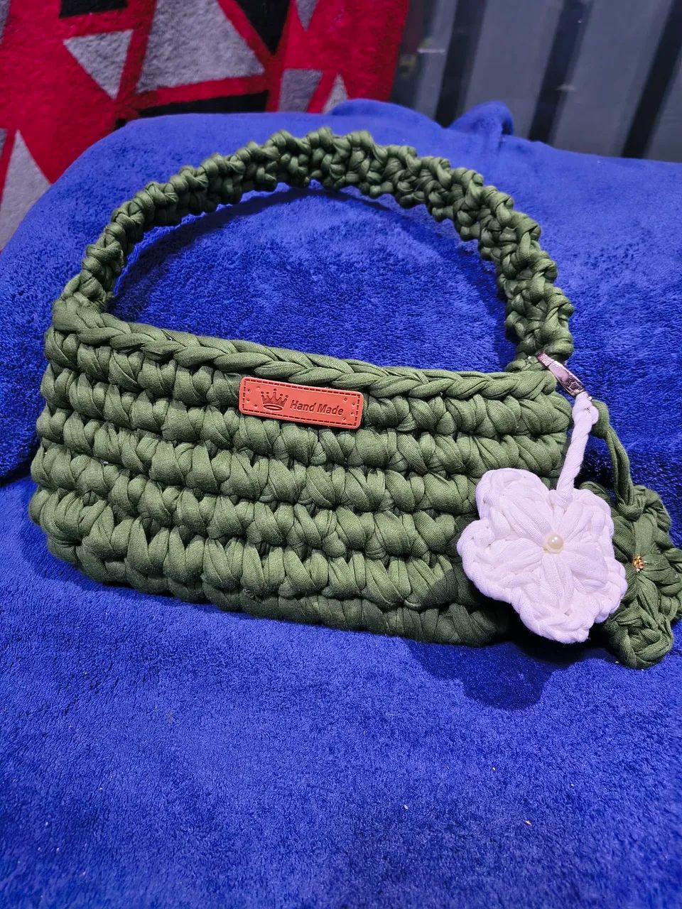 Bolsa de croche fio de malha 
