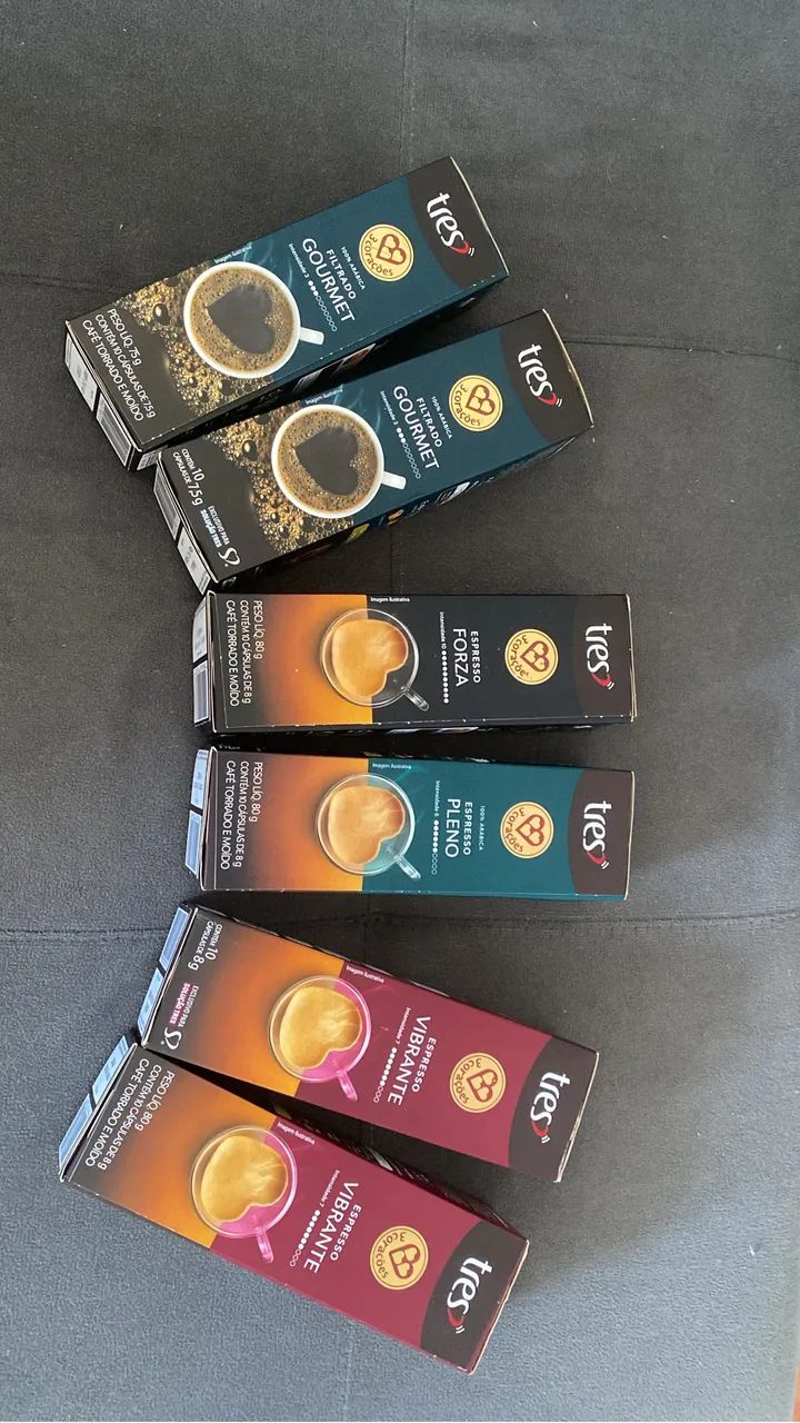 Kit 6 Caixas Cápsulas de Café TRES 3 Corações 60 Cápsulas