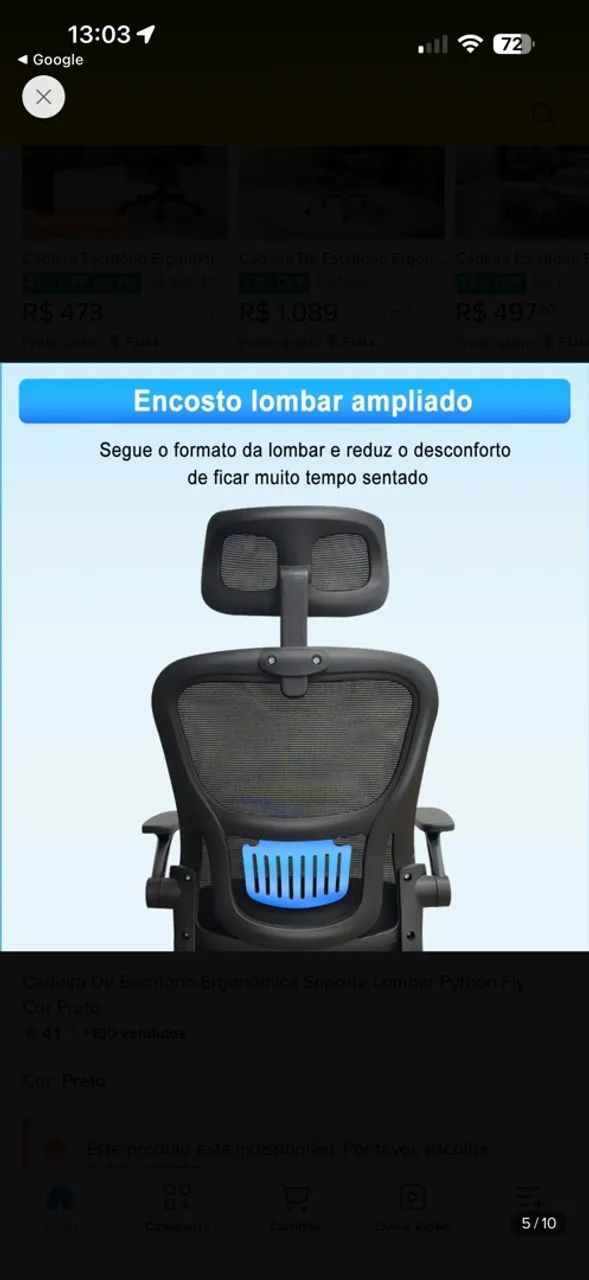 Cadeira ergonômica NOVA na caixa  - Foto 4