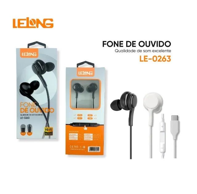Fone de Ouvido Estéreo com Microfone Usb C Lelong