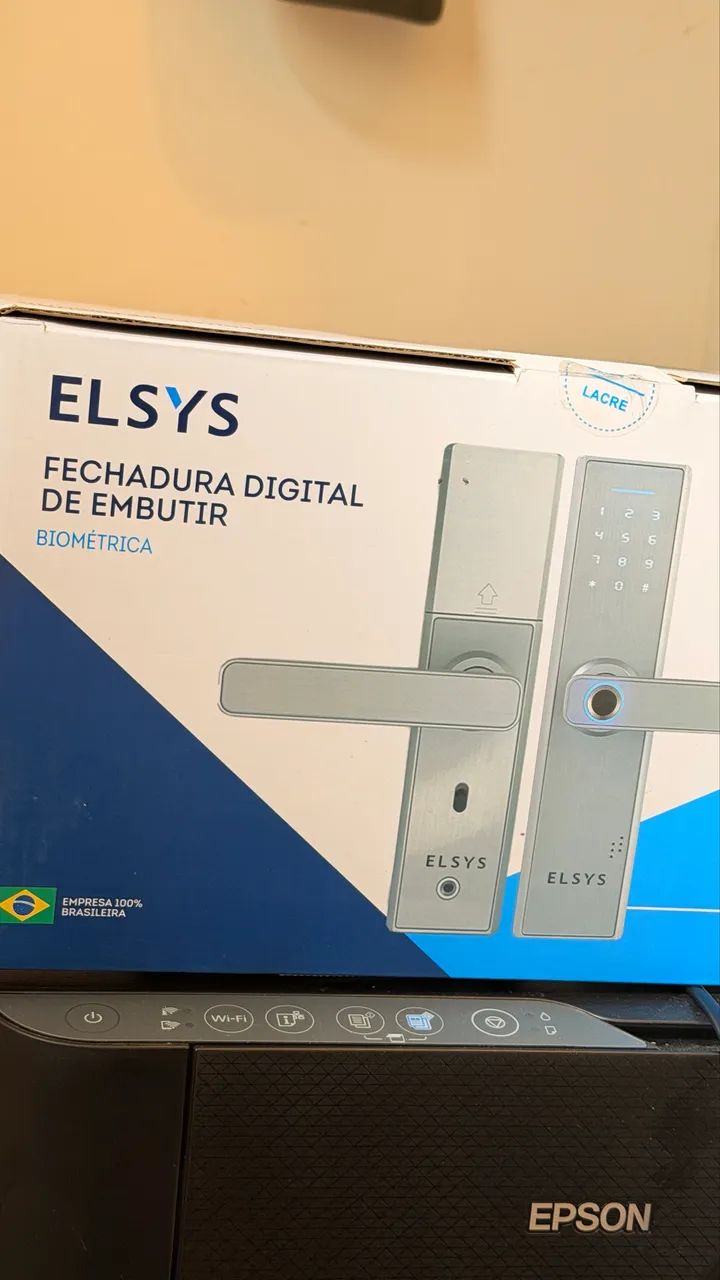 Fechadura Digital de Embutir  Biometria,Elsys Prata - Biometria Senha Numérica NOVO 