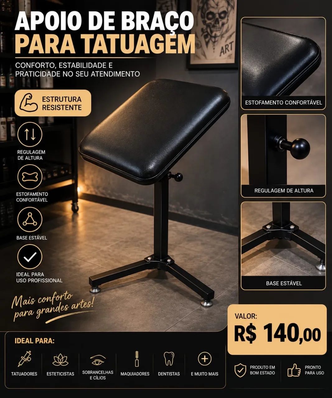 Apoio de braço para tatuagem 