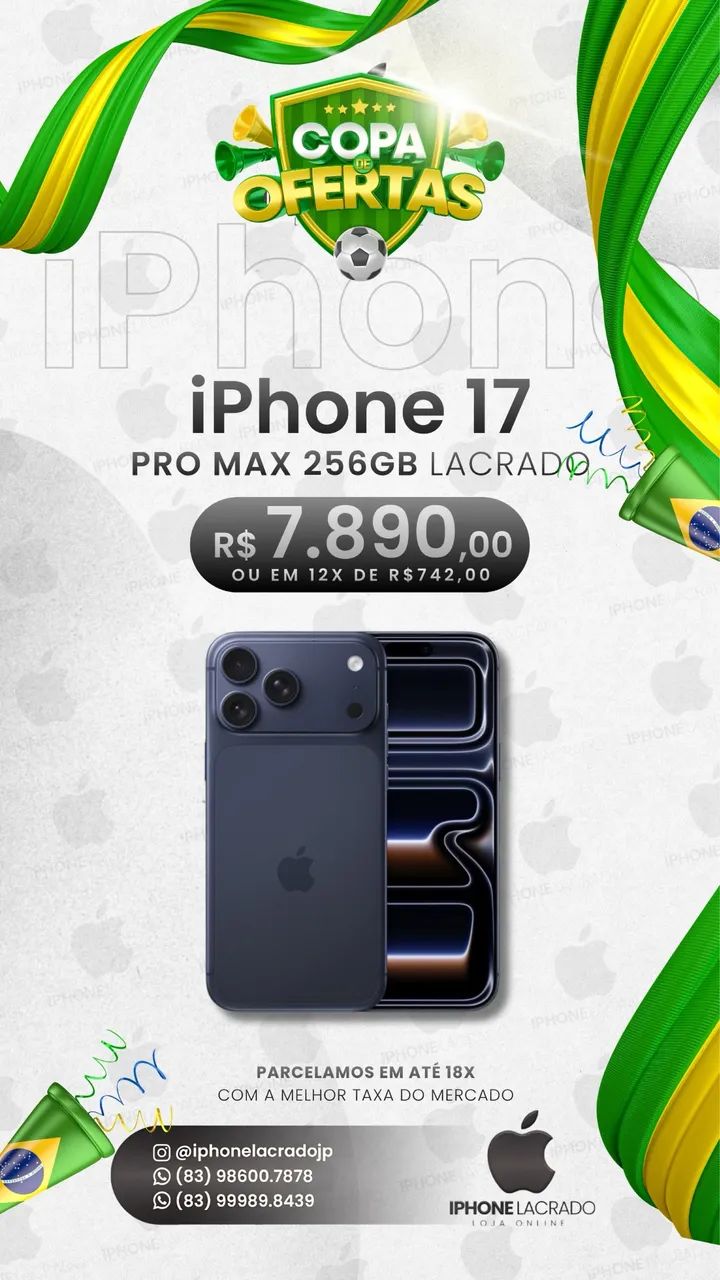 iPhone 17 pro Max 256gb lacrado todas as cores - Foto 2