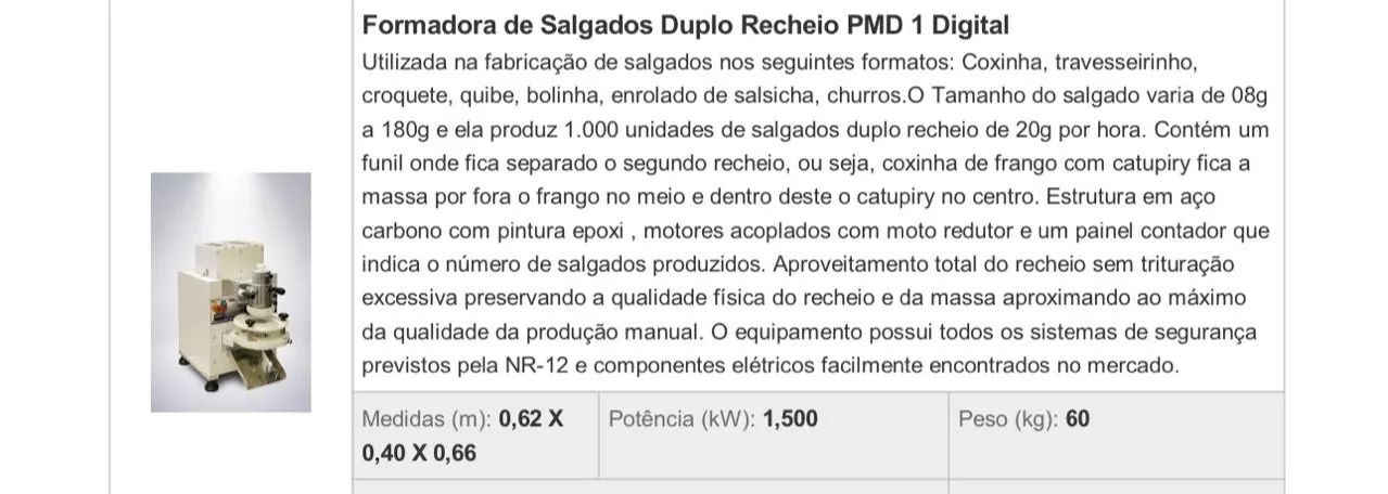 MÁQUINA  DE SALGADOS DUPLO RECHEIO PMD 1 DIGITAL - Foto 2