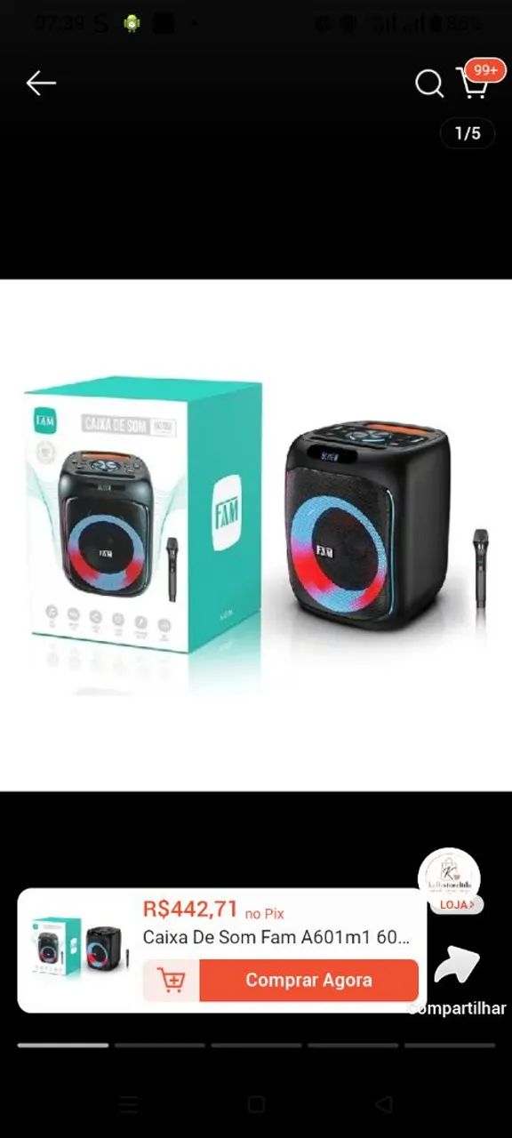 Caixa de som Fam A601 600w com microfone  - Foto 2