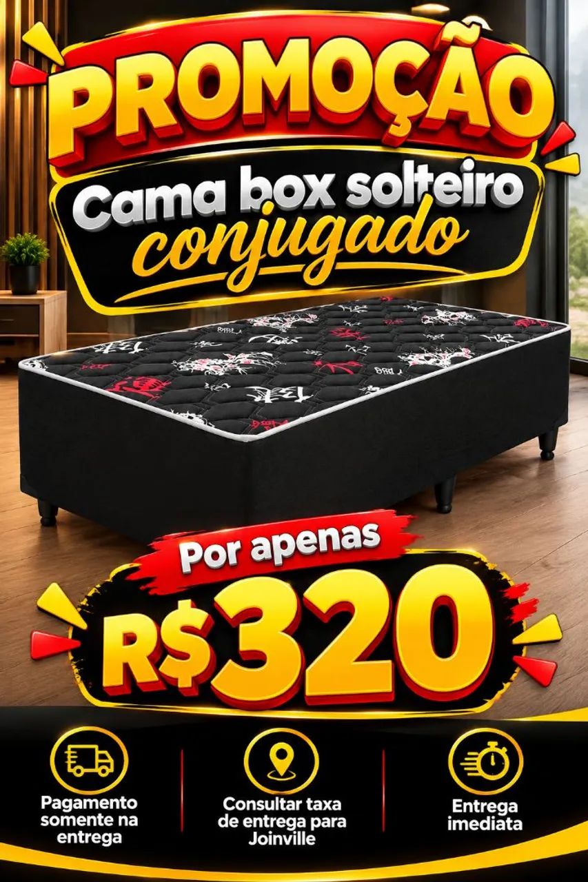 Promoção cama box solteiro conjugado 