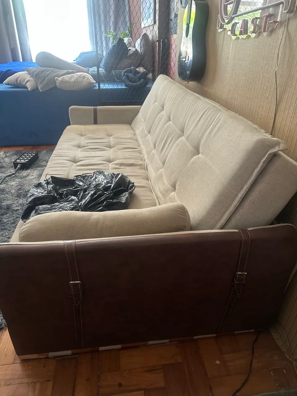 Sofá-Cama 3 Lugares Bege - 1,80m - Confortável - Foto 3