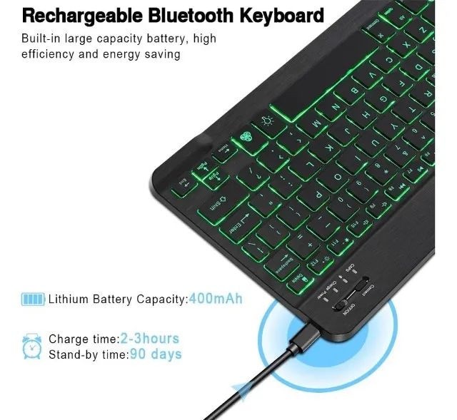 Teclado Bluetooth Abnt Com Iluminação P/ Tablets e Ipads - Foto 3