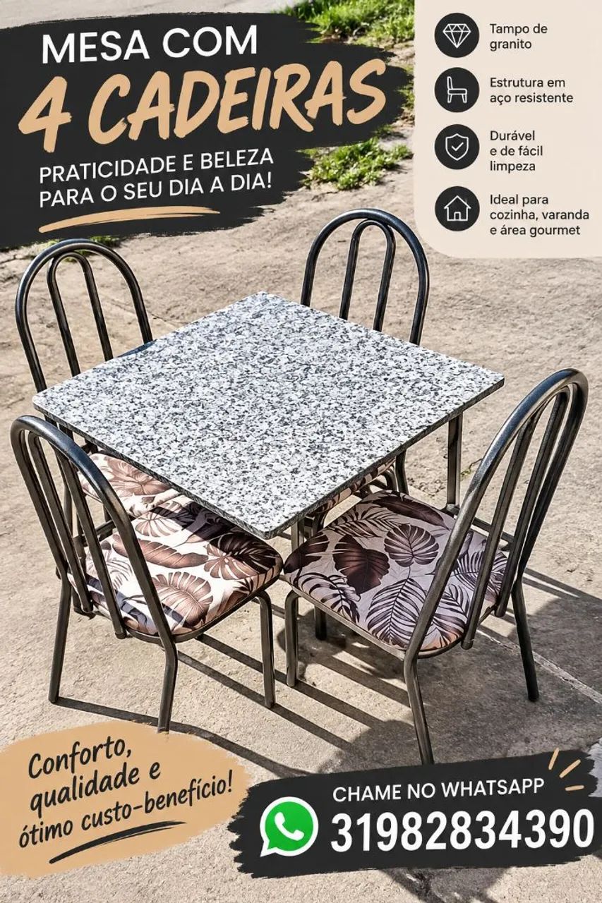 Mesa com 4 cadeiras 