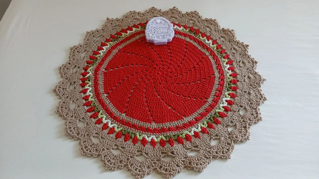 ? Centro de Mesa em Crochê Vermelho | Lindo e Artesanal ? - Foto 2