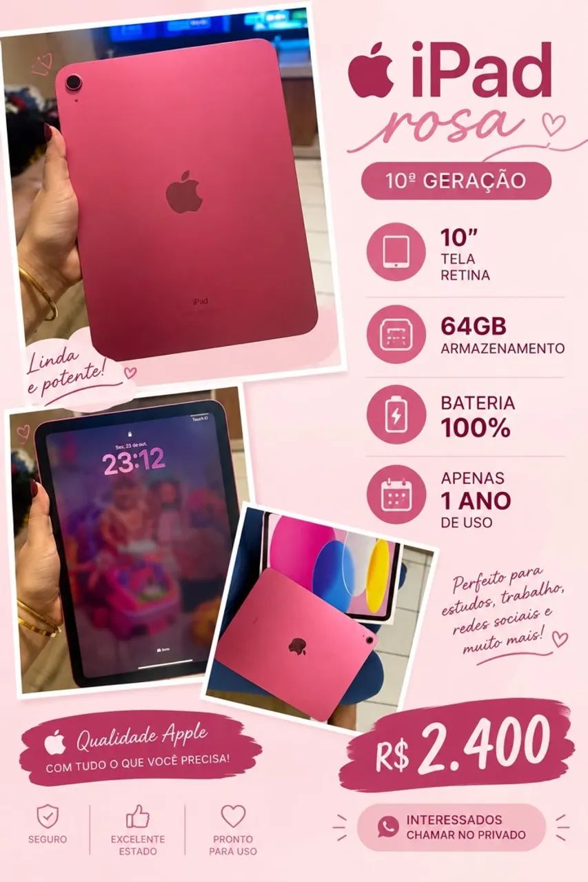 iPad rosa 10 geração 
