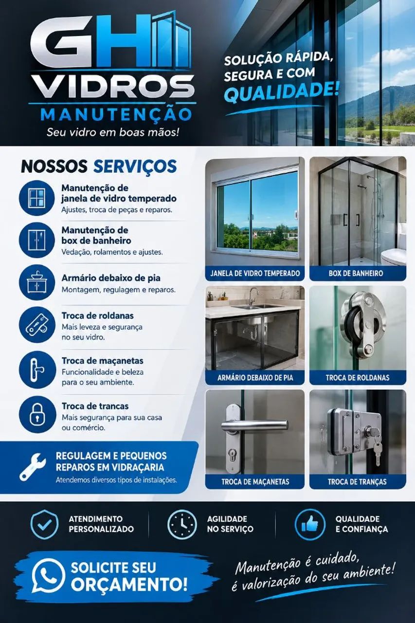 Manutenção janelas portas box de vidro